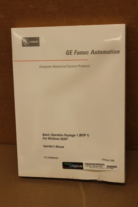 GE FANUC BASIC OPERATOR PACKAGE 1 (B0P1)  MANUAL GFZ-62994EN/02