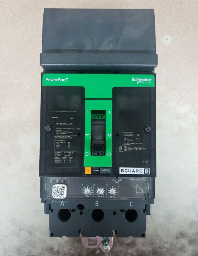 NEW TAKE OUT SQUARE D JJA36250U31X 250A 600V 65kA@480V 3P CIRCUIT BREAKER