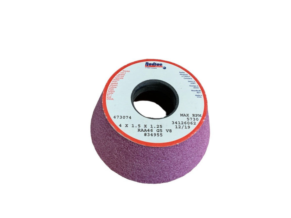 RADIAC ABRASIVES STONE 4x1.5x1.25" MAX RPM 5730 RAA46 G5 V8