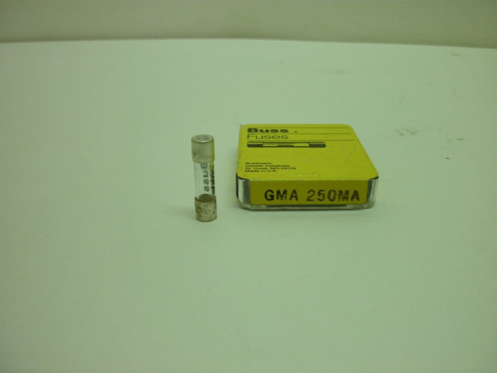 BUSSMAN GMA 250MA FAST-ACTING CYLINDER FUSE GLASS 1-(PACK OF 5) NEW IN BOX