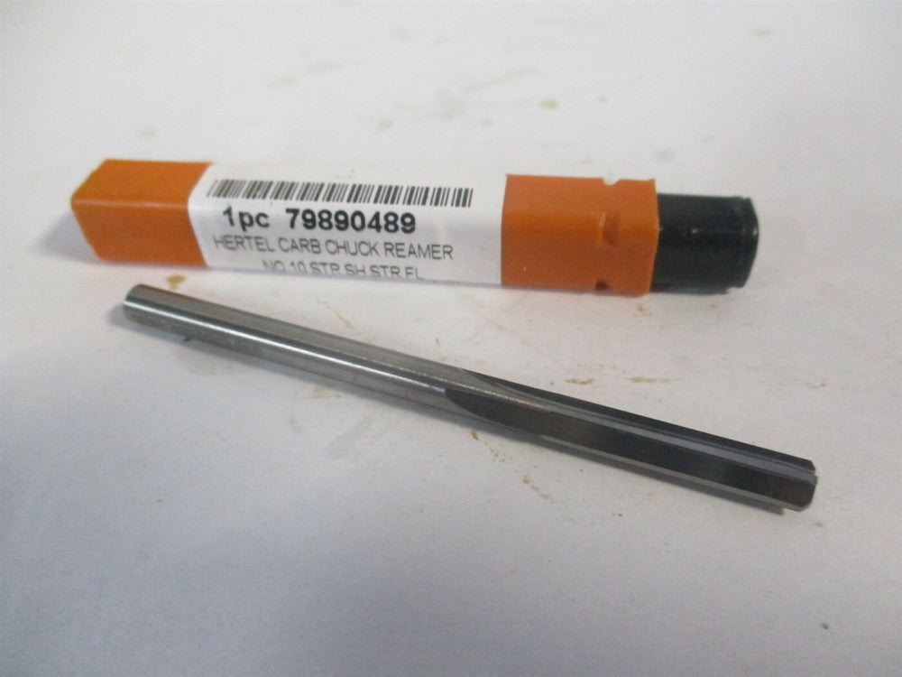 (500-003010) #10 x 1" x 3" OAL Straight Solid Carbide 4-Flute Chucking Reamer 