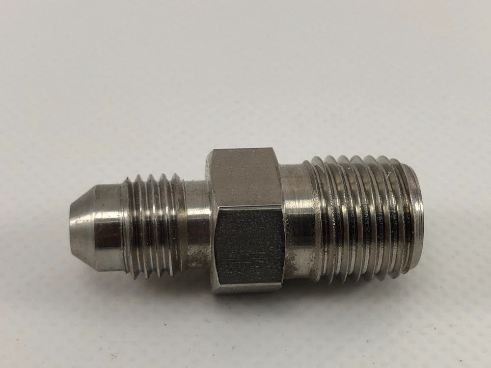 Pipe Adapter 1/4" Male 37° Flare JIC x 1/4" Male NPT Stainless 2404-04-04-SS