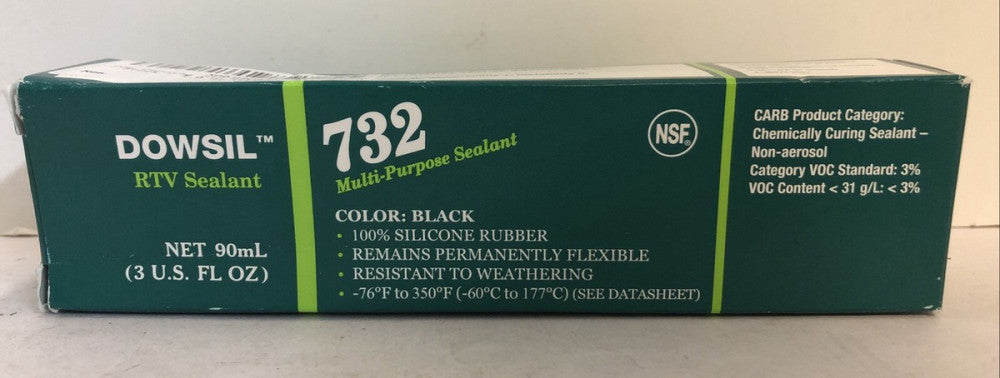 DOWSIL RTV Multi-Purpose Sealant 732 100% Black Silicone Rubber ~ 3 OZ ...
