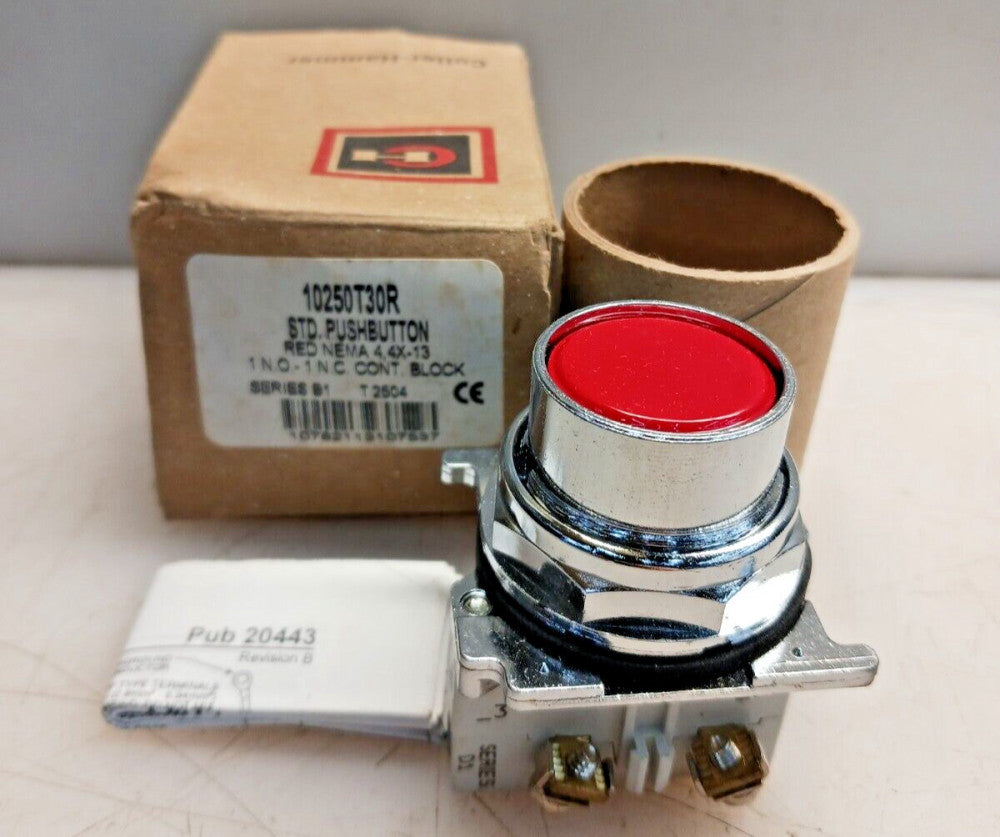 NEW EATON CUTLER HAMMER 10250T30R RED STD PUSH BUTTON 1NO 1NC NEMA 4,4X-13