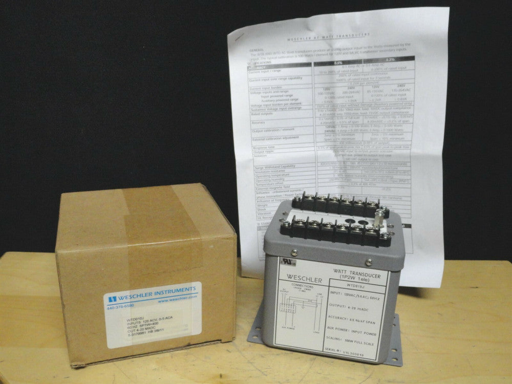 WESCHLER INSTRUMENTS - AC WATT TRANSDUCER - P/N: WTD-010J - NEW IN BOX
