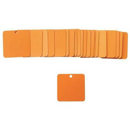 Brady 87618 Blank Tag, Aluminum, 1 1/2 In H X 1 1/2 In W, Orange, Square, 25 Pk