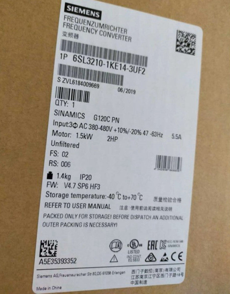 One Brand New Siemens 6SL3210-1KE14-3UF2 6SL3 210-1KE14-3UF2
