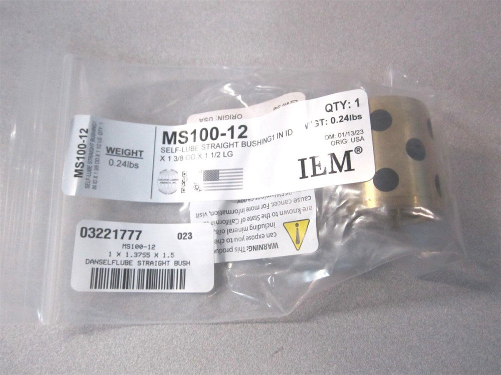 Dayton Lamina (MS100-12) 1x1-3/8x1-1/2 Aluminum Bronze Straight Friction Bushing