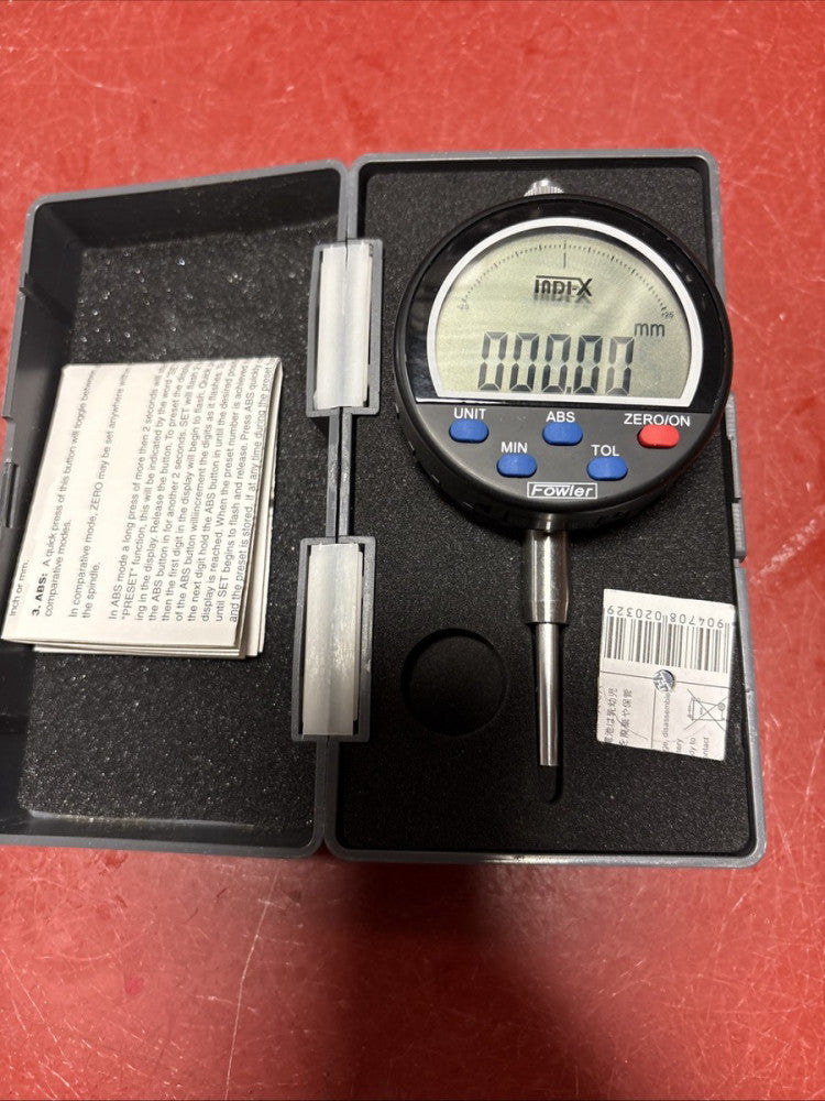 Fowler Indi-X 0-1" Electronic Indicator 3/8” Stem 54-520-025-1 with case