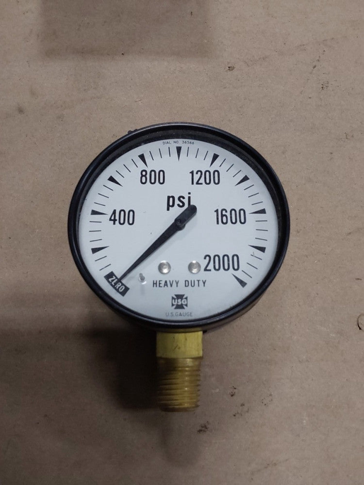 USG Pressure Gauge 0- 2000 PSI 2' 1/2  D-81.....1/4 LM
