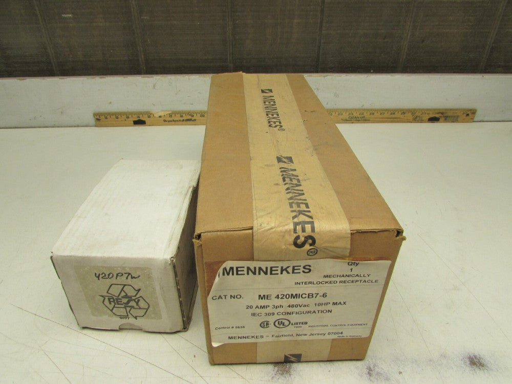 MENNEKES ME420MICB7-6 PIN&SLEEVE INTERLOCKED RECEPTACLE 20A 3PH 480V 10HP NIB !!