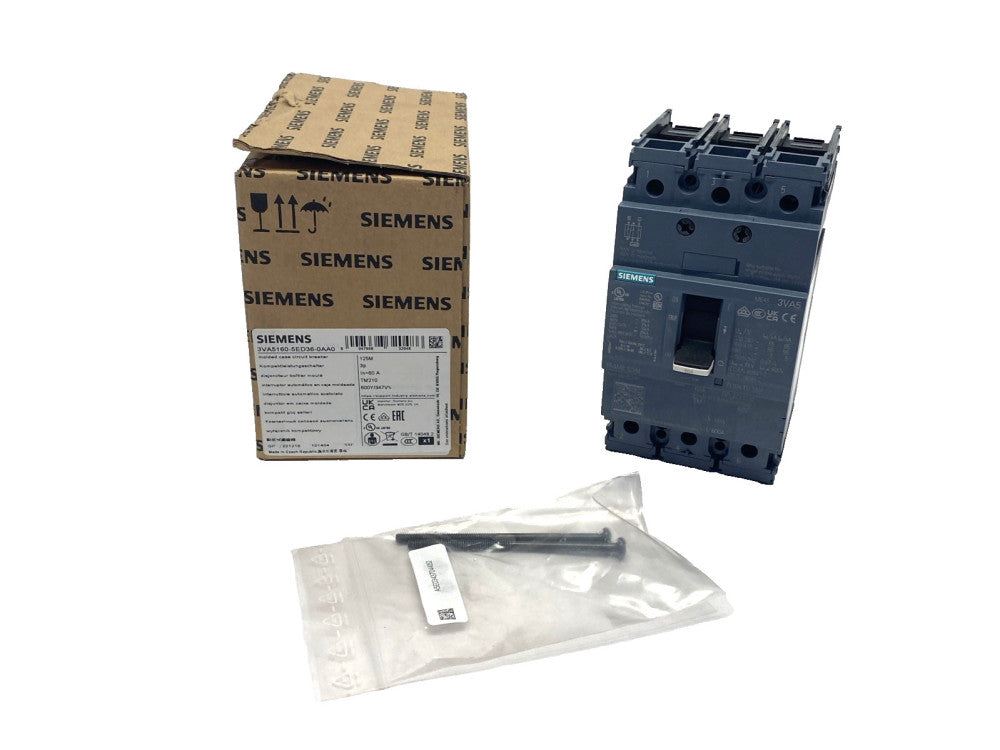 Siemens 3VA5160-5ED36-0AA0 Circuit Breaker 3P 60A UL 125 Breaking Cap. Class M