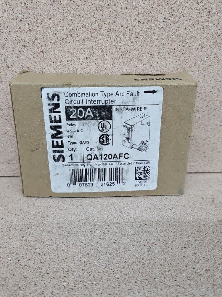 NOS Siemens QA120AFC 20-Amp Single Pole 120V Plug-On Combination AFCI Breaker