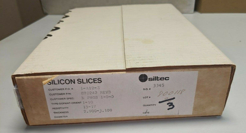 3x NEW Siltec Silicon Wafers Dopant 1-10 13-17 Resistivity 2.9-3.1 Thick