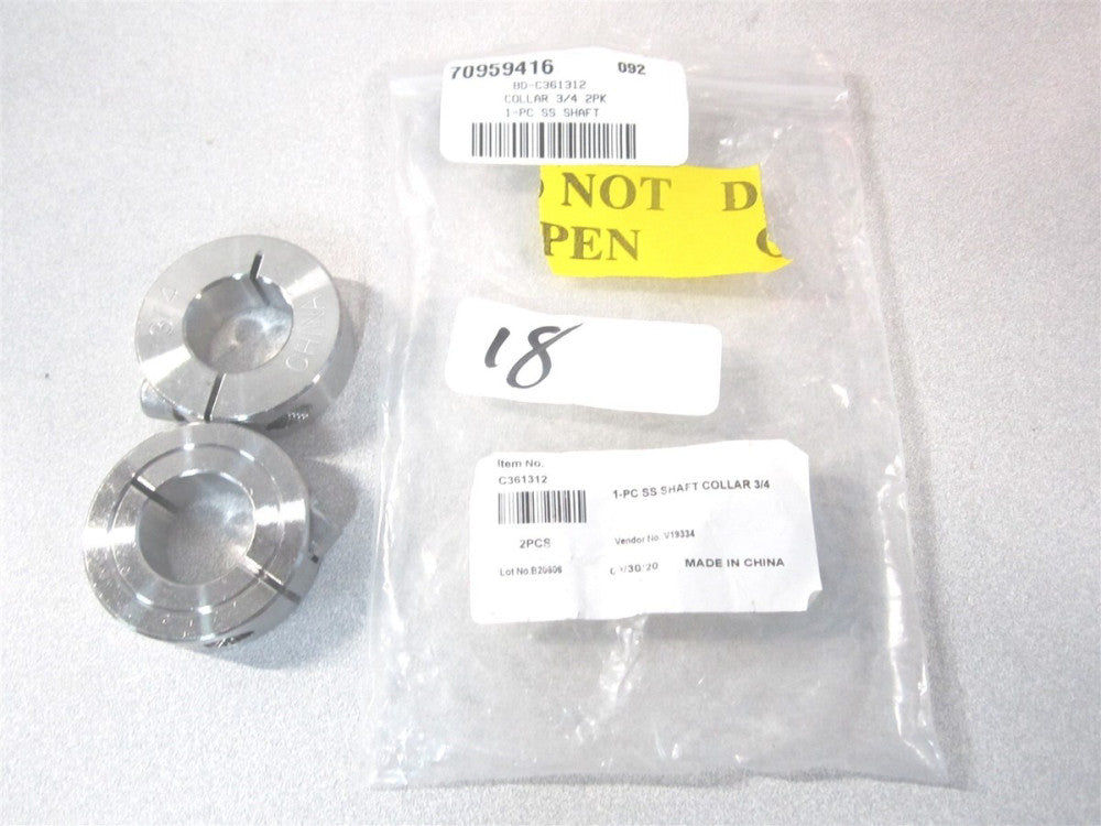 (C361312) 1/2" x 1-1/2" Stainless Steel Shaft Collar Clamp - Lot of 2