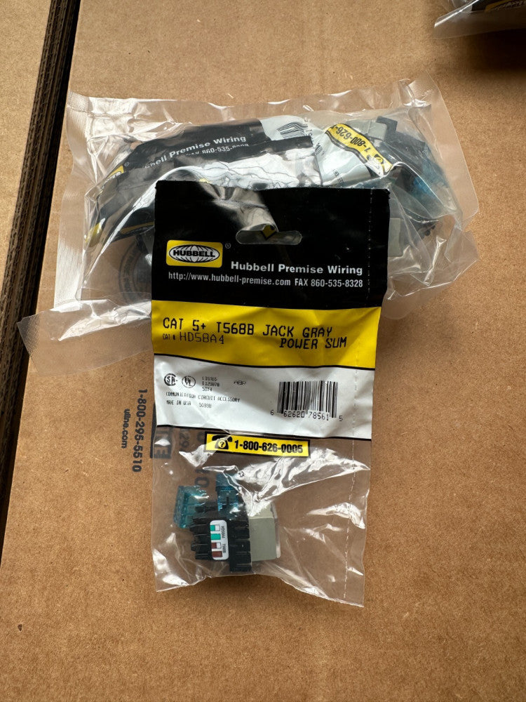 Hubbell HD58A4 Cat 5+ T568B Jack Gray Power Sum (Lot of 10) New Fast Ship
