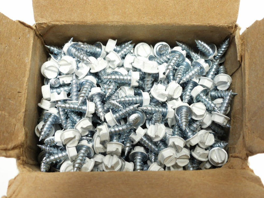 #8 x 1/2" HEX WASHER HEAD SELF DRILLING SCREWS PAINTED WHITE 1000PCS