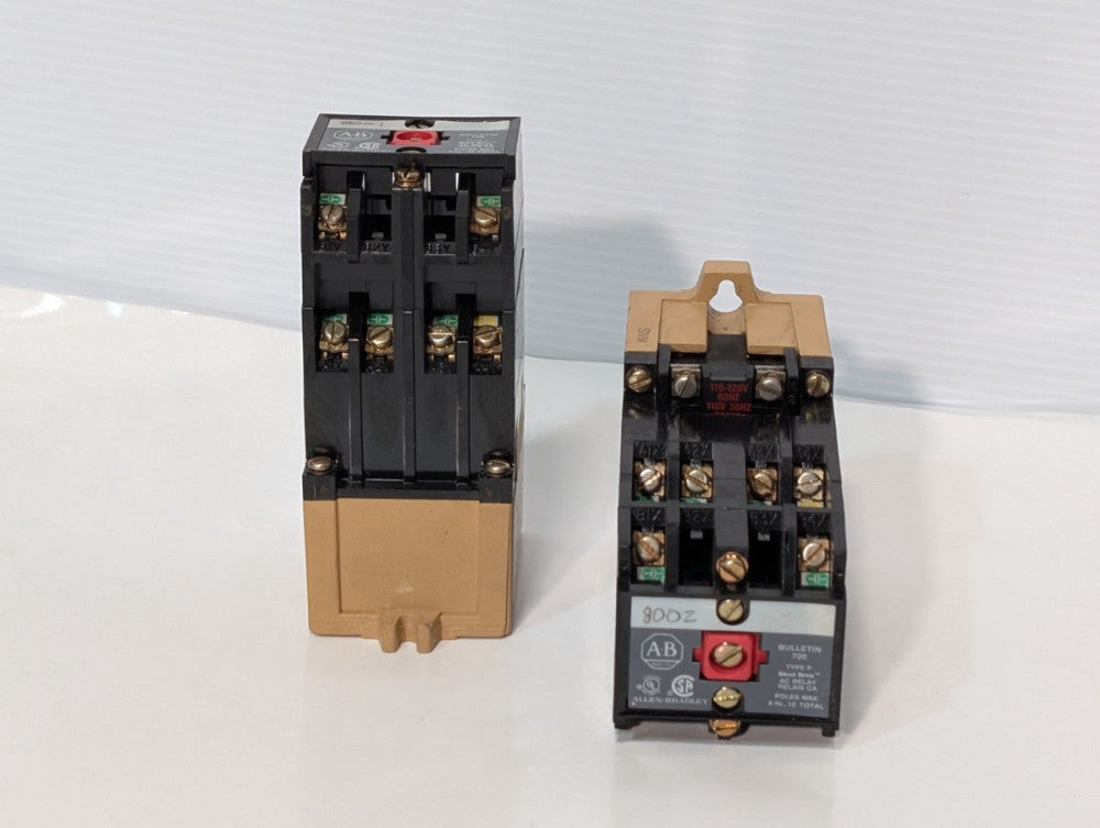 2 AB Allen Bradley Bulletin 700, Type P, 8-12 Pole Direct Drive Relays, 110-120V