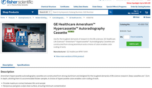 24 x 30cm NEW AUTORADIOGRAPHY CASSETTE Amersham RPN11643 [OFF] 