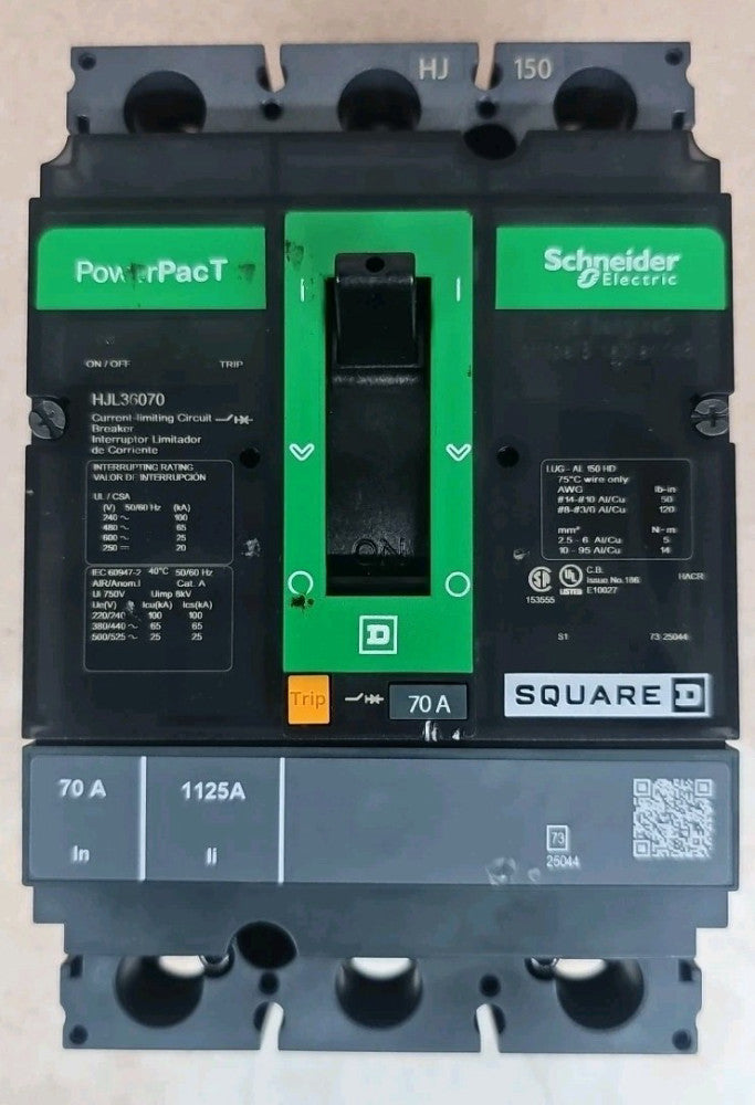 Square D NTO HJL36070 Powerpact Circuit Breaker 70A 600V 3P 3PH
