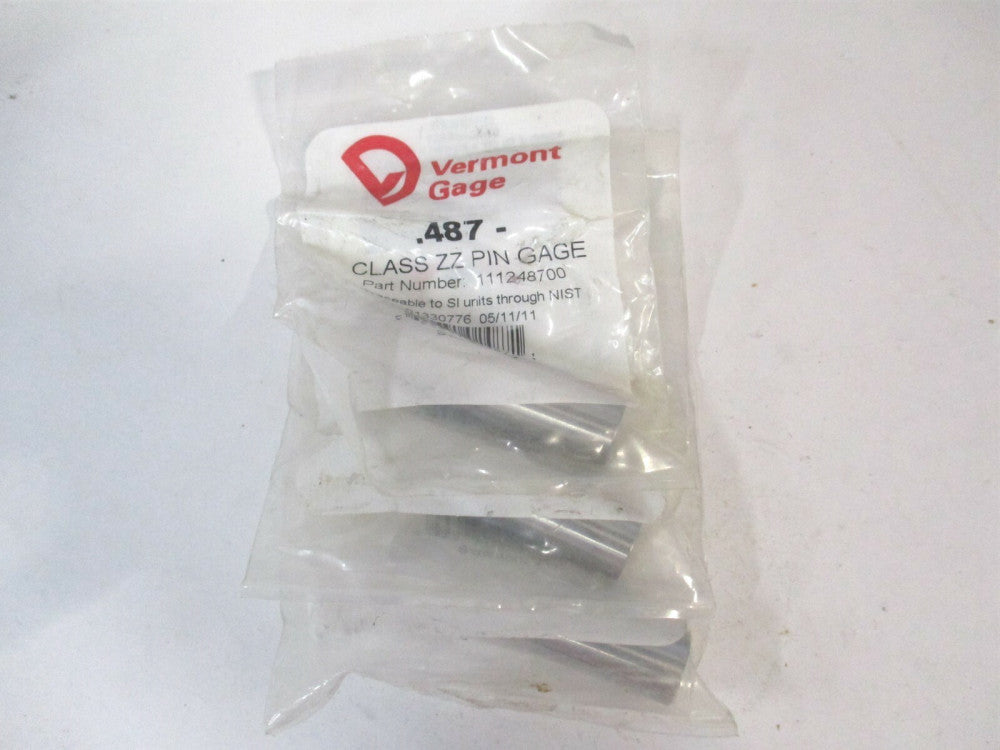 Vermont Gage (111248700) 0.487" Diam Class ZZ Minus Plug & Pin Gage - Lot of 3