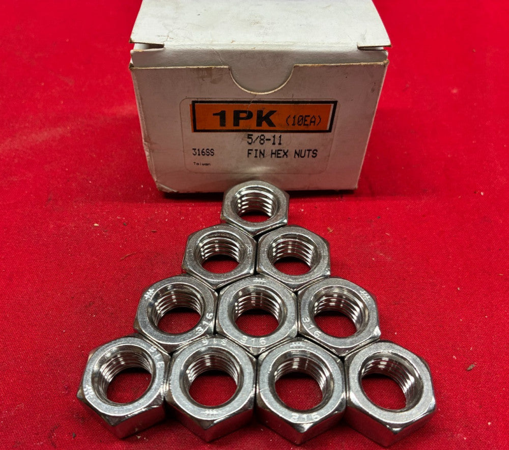 UNBRANDED STAINLESS STEEL HEX NUTS 5/8 - 11 (BOX OF 10)