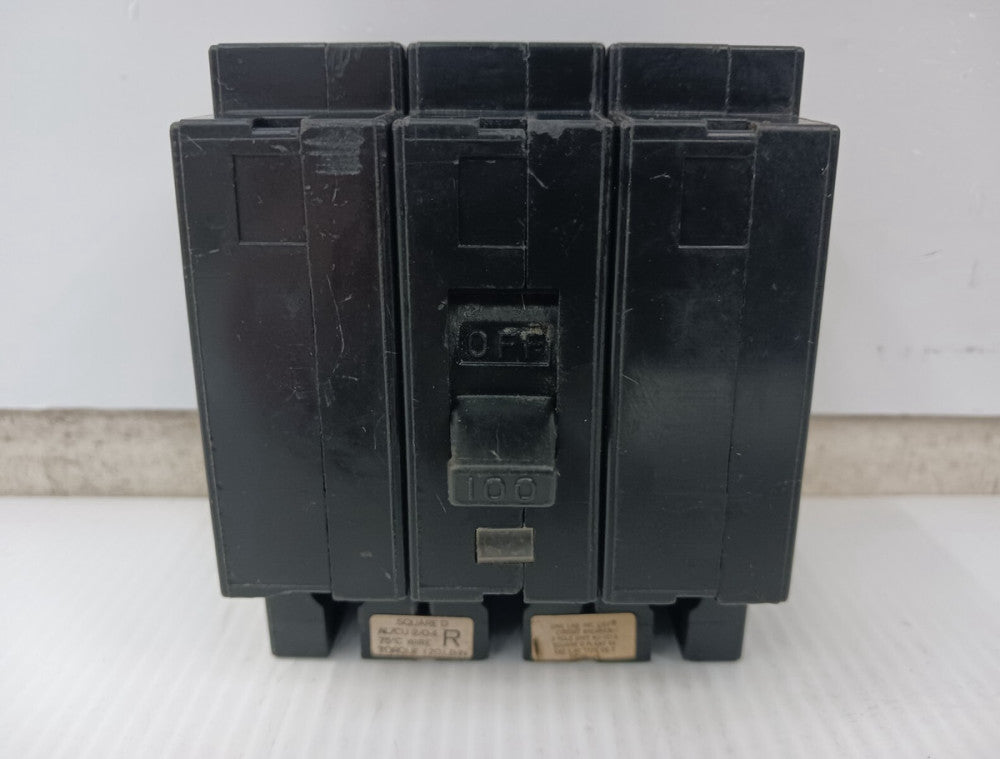 Square D 100 Amp Plug-On Circuit Breaker 3 Pole 240 VAC 22kA QE3100VH