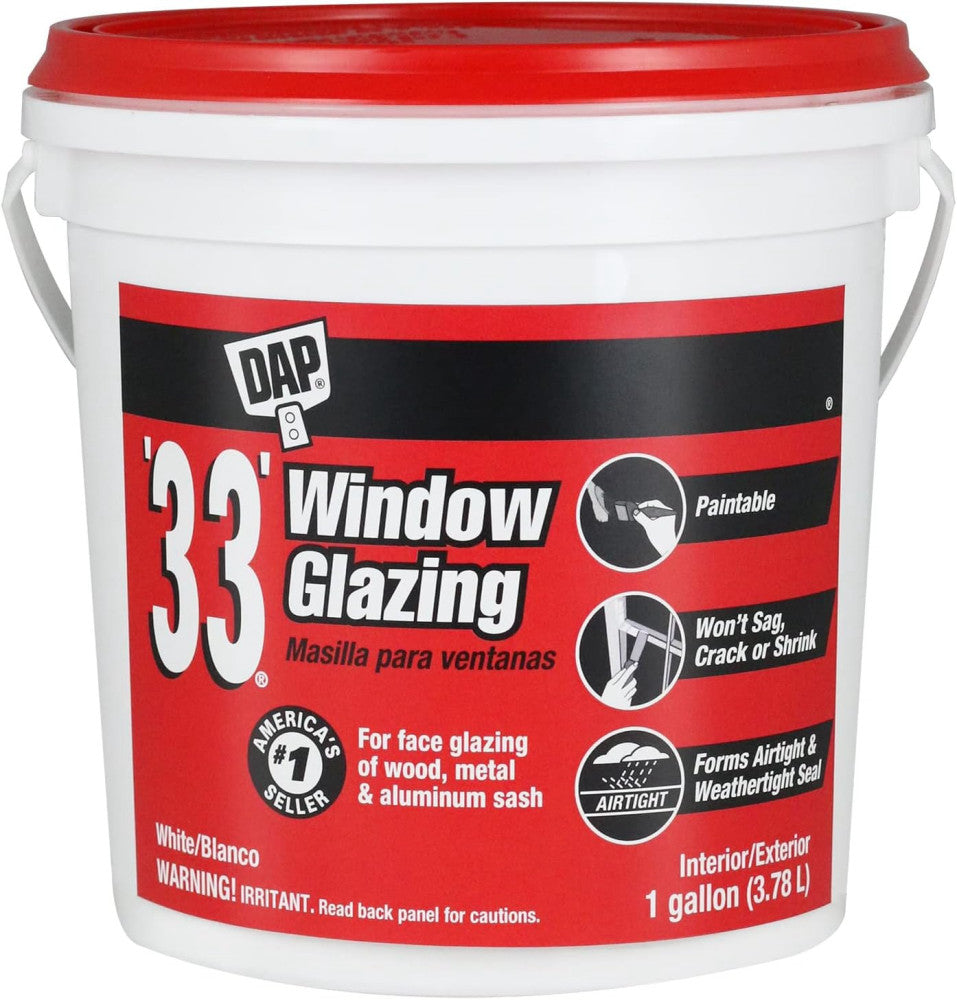 12019 Number-33 Glazing Compound, Gallon, White
