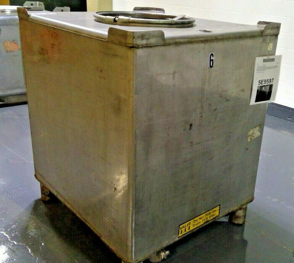 380 Gallon, Stainless Steel Liquid Bulk Storage Bin