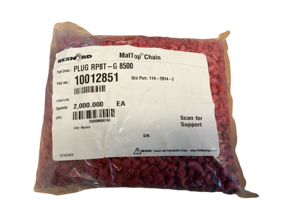 Rexnord MatTop Chain Plug RPBT-G 8500 - Part #10012851 (2,000 Count)