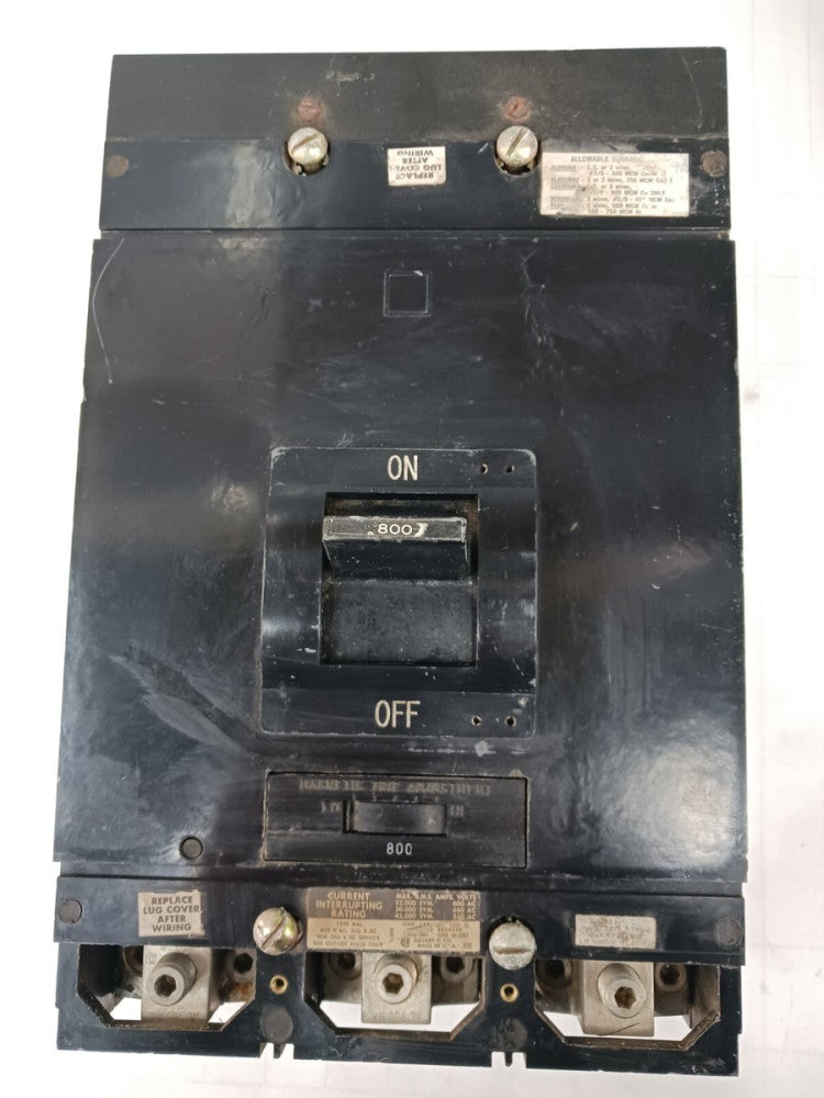 SQUARE D 800 AMP CIRCUIT BREAKER 3 POLE 600 VAC MAP36800Z