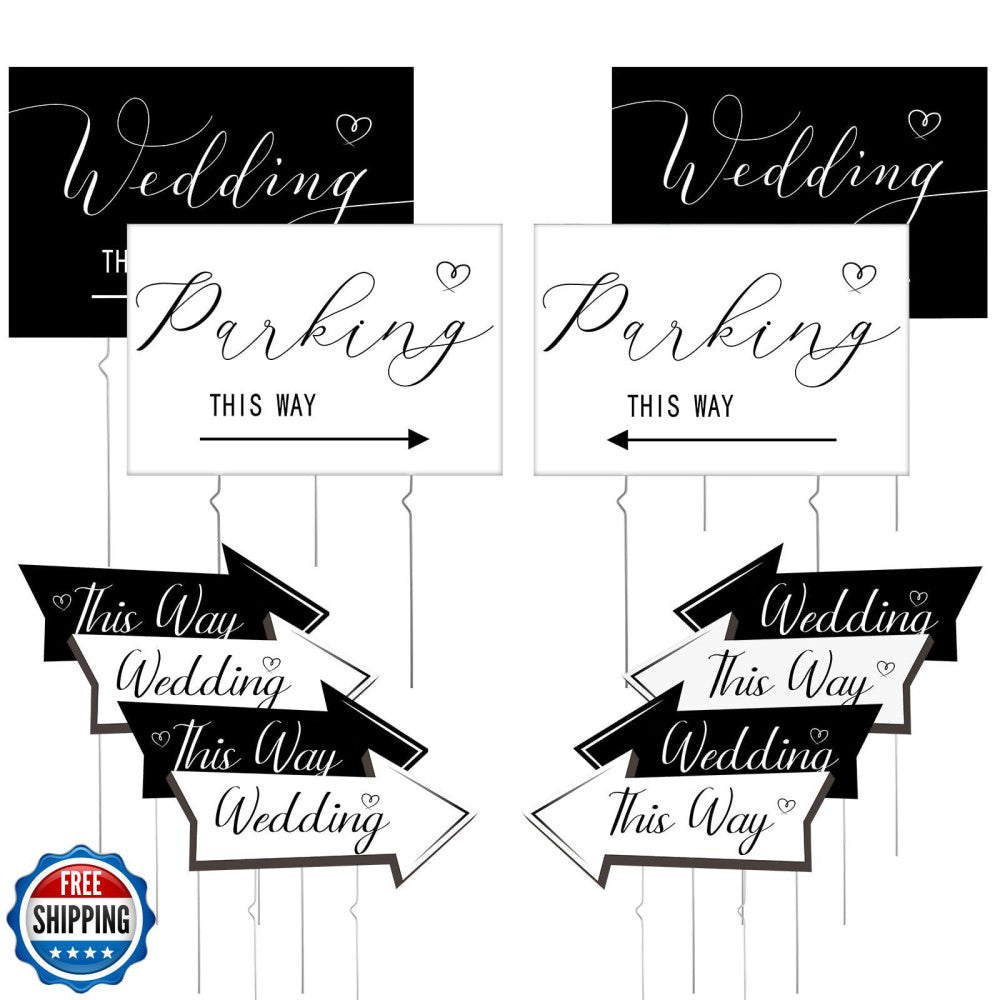 Wenqik 10 Pcs Wedding This Way Directional Parking Signs Include 4 Square and