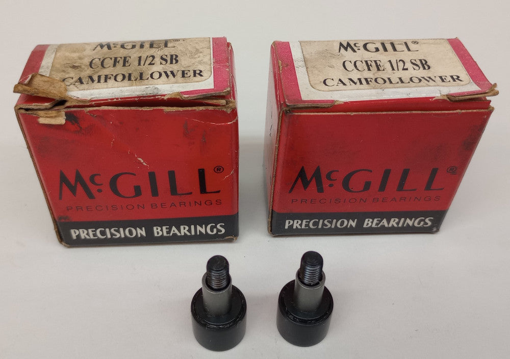 McGill CCFE 1/2 SB Cam Follower 1/2" Roller OD 3/8" Roller Width (Pack of 2)