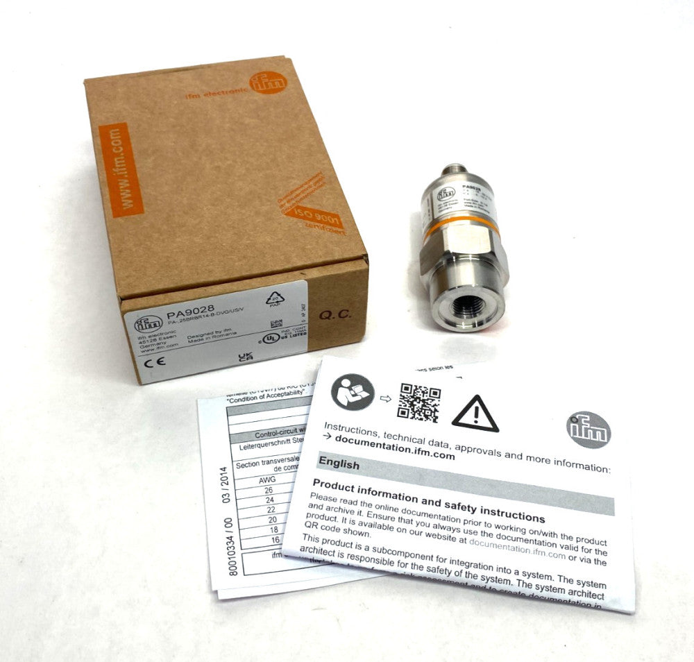 Ifm PA9028 Pressure Transmitter Ceramic Measuring Cell PA-,25BRBR14-B-DVG/US/V