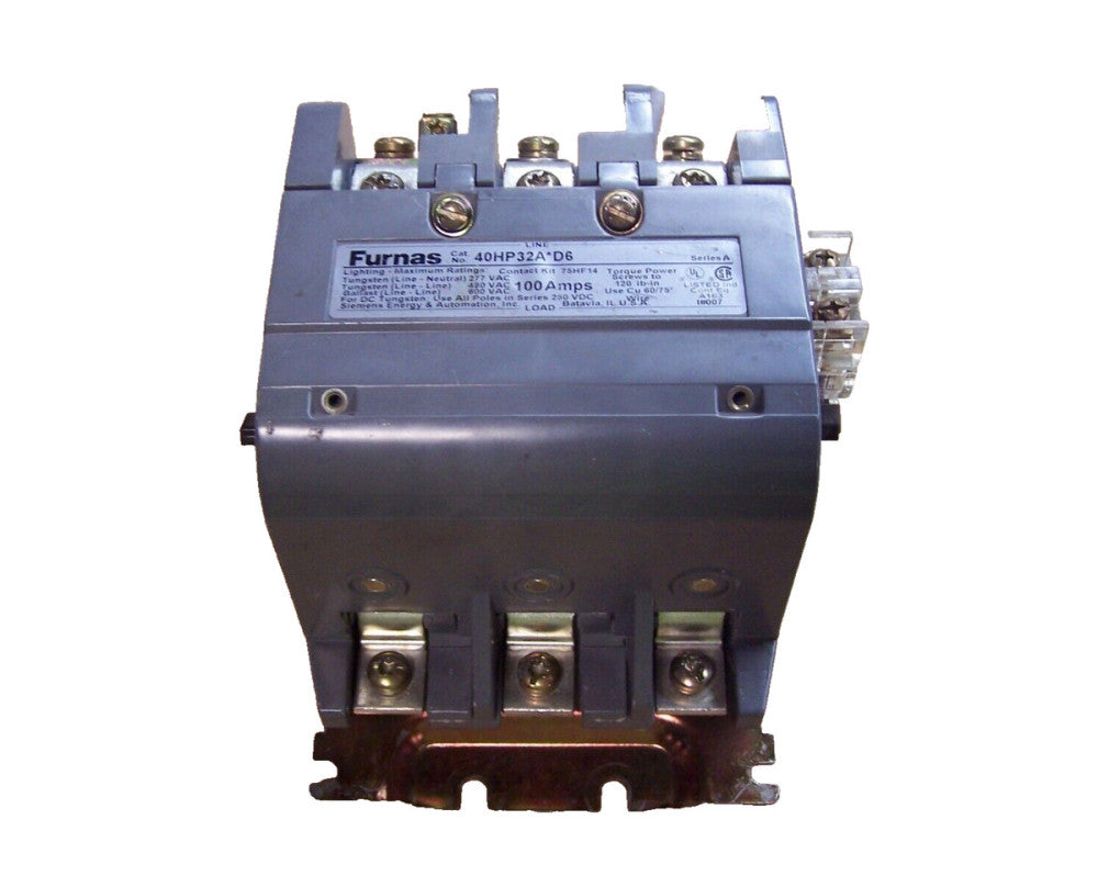 FURNAS 100 AMP LIGHTING CONTACTOR 24 VAC COIL 600 VAC 40HP32A*D6