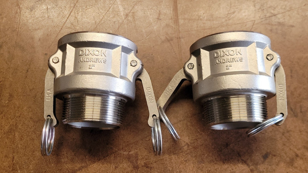 Lot of 2 Dixon Andrews 200-B 2" NPT Stainless Steel Cam Lock Hose Fittings