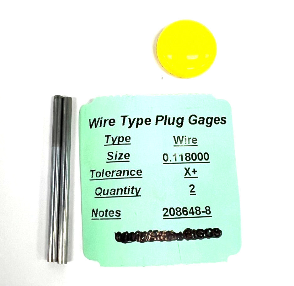 WIRE TYPE PLUG GAGE 0.118000 PIN GAGE CLASS X+ LOT OF 2 OAL 2"