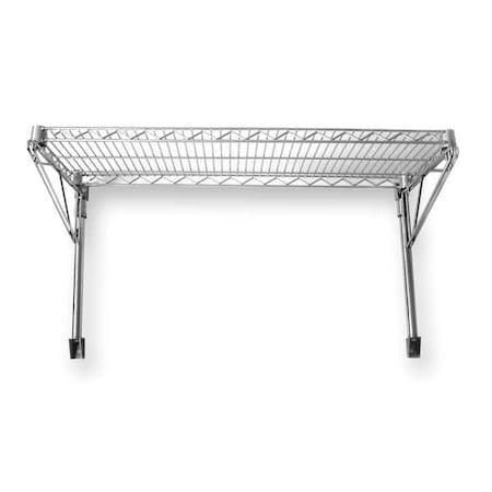 Zoro Select 2Hgd1 Steel Wire Wall Shelf, 18"D X 24"W X 14"H, Chrome