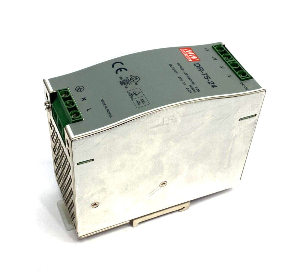 Meanwell DR-75-24 Power Supply DIN Rail Mount 100-240VAC 2.0A Input 24V Output