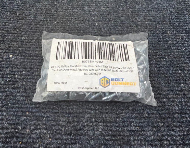 (QTY 900) Bolt Connect BC-0808KPM: 8x1/2 Phillips Truss Head Self Drilling Screw