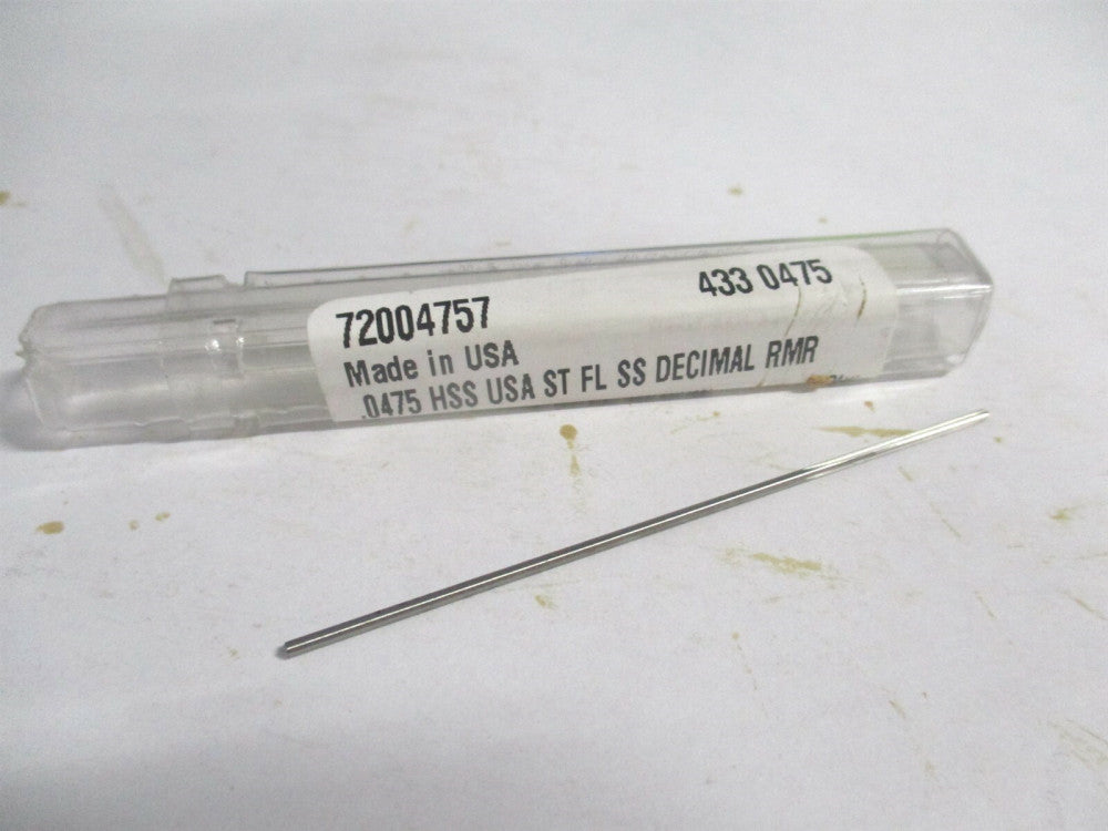 (433-0.0475) 0.0475" x 1/2" x 2-1/2" OAL 4-Flute Straight HSS Chucking Reamer 