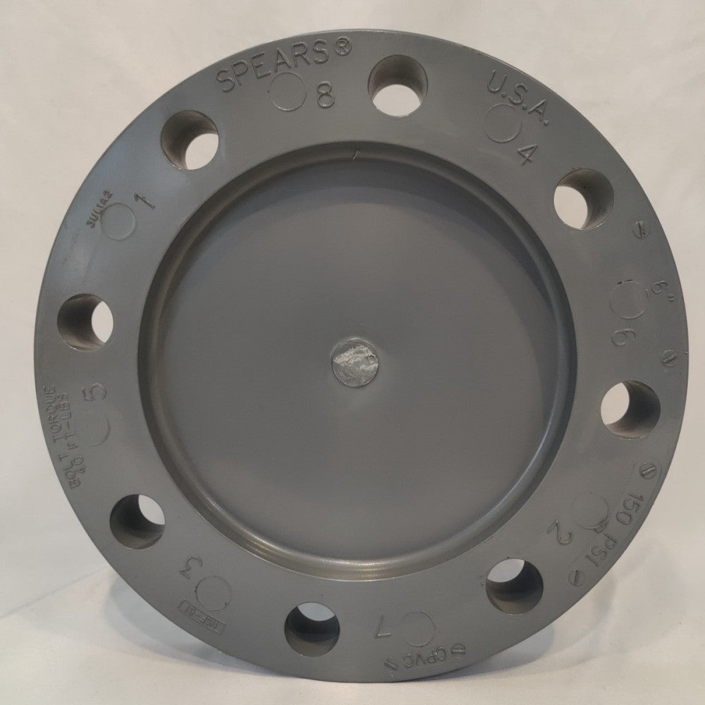 6” SPEARS CPVC Size 6 Inch 8 Hole Blind Pipe Flange 150 PSI 40 FT-LBS Torque