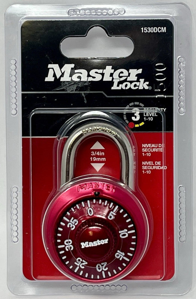 Master Lock Red For Locker Bikes Sport Bags  Combination Padlock 1 Pack 1530DCM