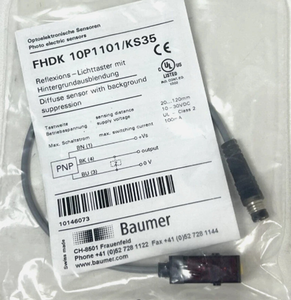 One Brand New Photo Electric Sensor 10-30VDC for Baumer FHDK 10P1101/KS35 