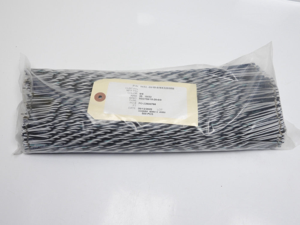 500pcs Mil-Spec Wire M22759 18-20-0/9 Wire 20 AWG 19/32, 2-Conductor Black/White