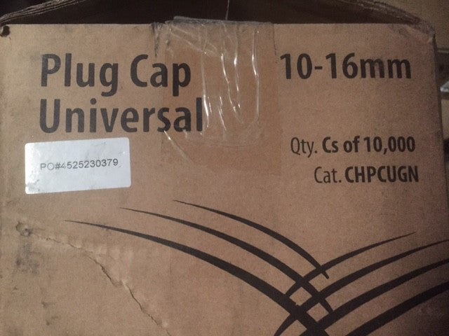 (Case of 10,000) Cardinal Health CHPCUGN Universal Plug Cap, Green, fits 10-16mm