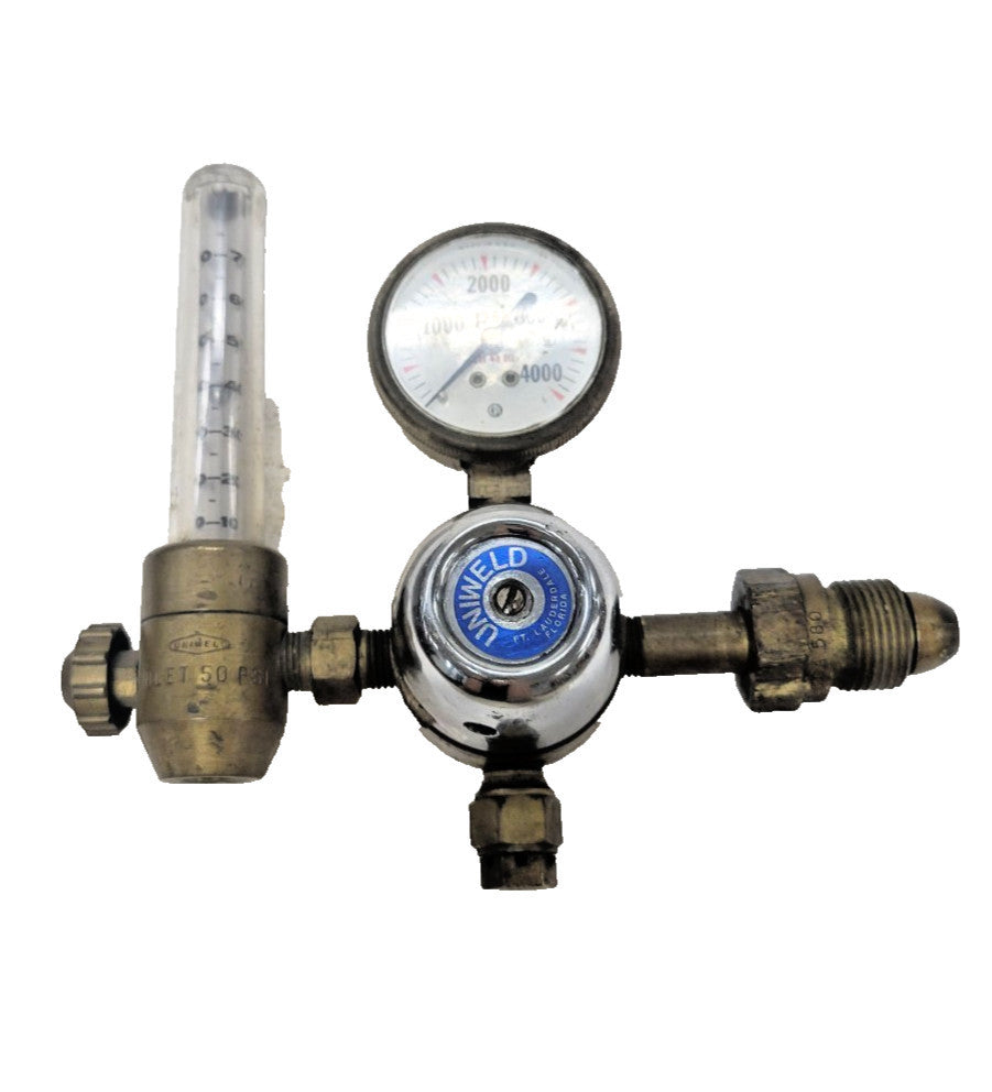 UNIWELD FLOWMETER HP-M-592H CEF14 ARGON REG A208 INLET PRESSURE: 50 PSI