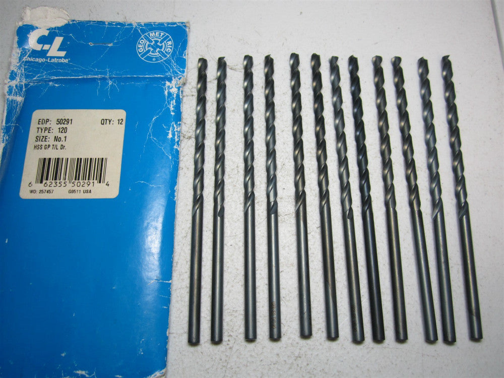 Chicago - Latrobe (50291) #1 118° Spiral Flute HSS Taper Drill Bit - Qty 12