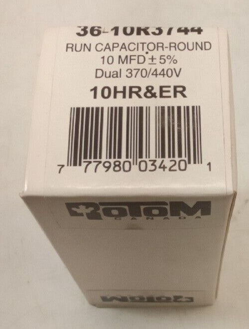 Rotom Canada 36-10R3744 10MFD Dual 370/440V Run Capacitor-Round