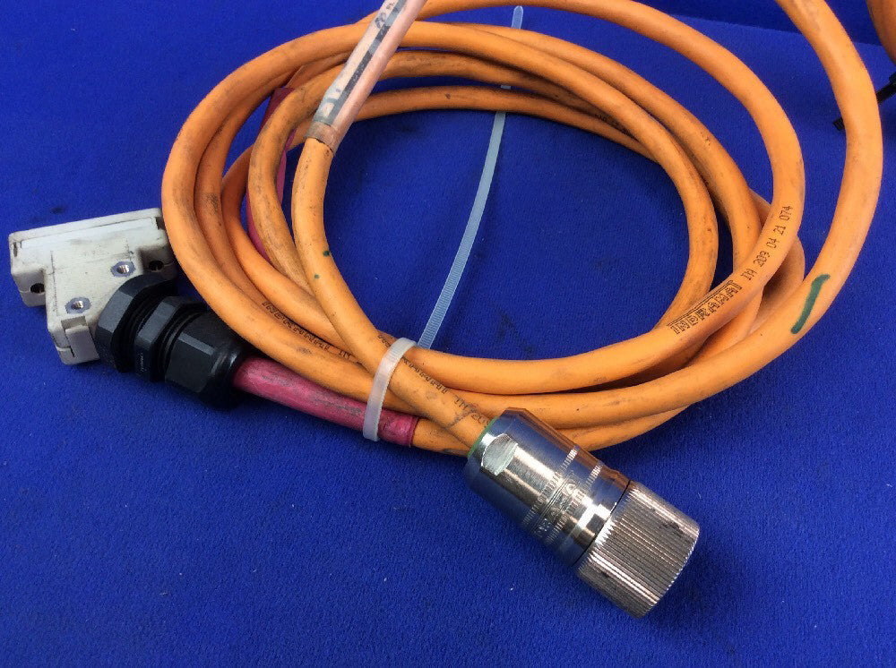 INDRAMAT IN-209-04-21-074 SERVO MOTOR FEEDBACK CABLE ASSEMBLY 10'L